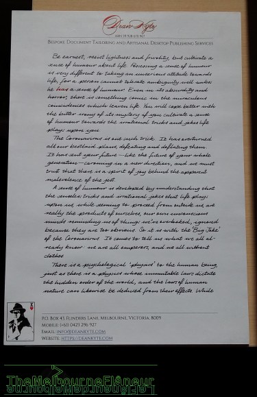 A page from the manuscript of Dean Kyte’s forthcoming book, “Letter to My Niece”.