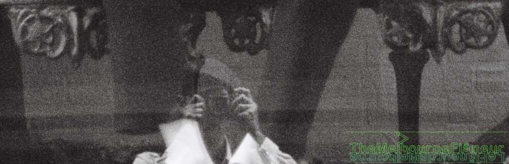 The Melbourne Flâneur undercover in tweed newsboy cap and French cuffs.